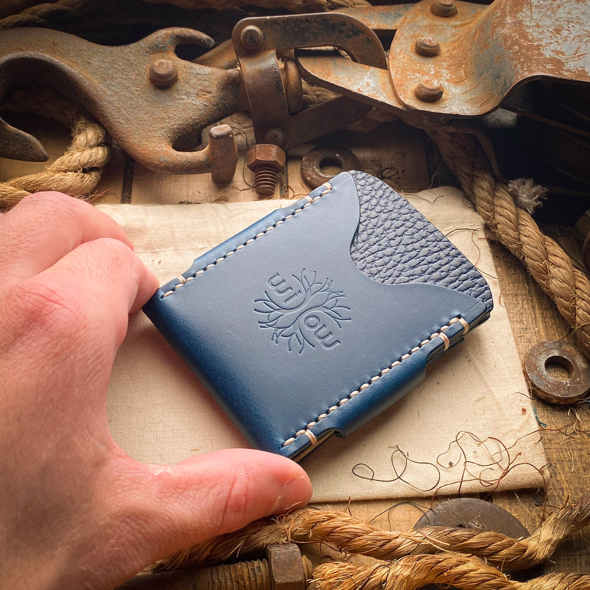 Original Velox Minimalist Leather Wallet - Ocean Blue and Blue