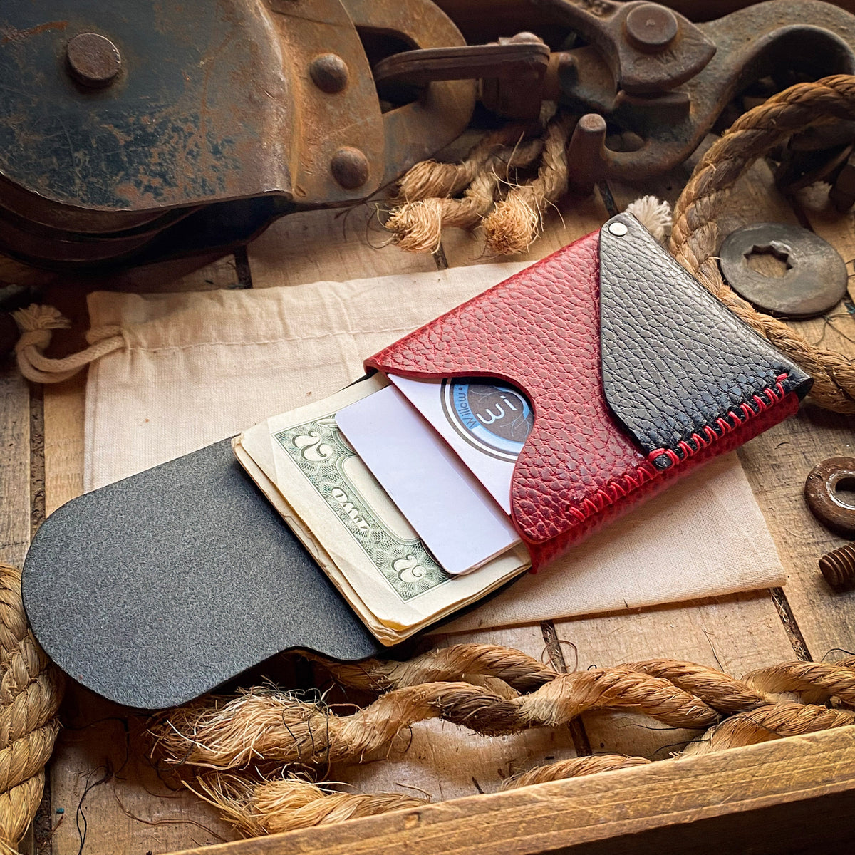 Collab Wallet - Willow Craft Goods x Open Sea Leather - Black Dollaro