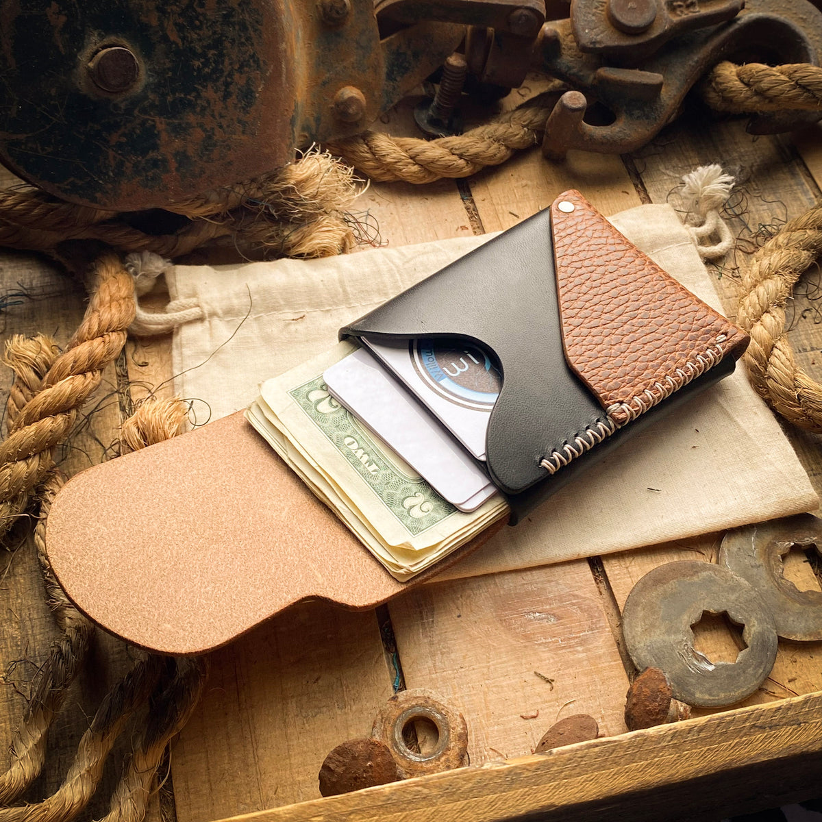 Collab Wallet - Willow Craft Goods x Open Sea Leather - Whiskey Dollar