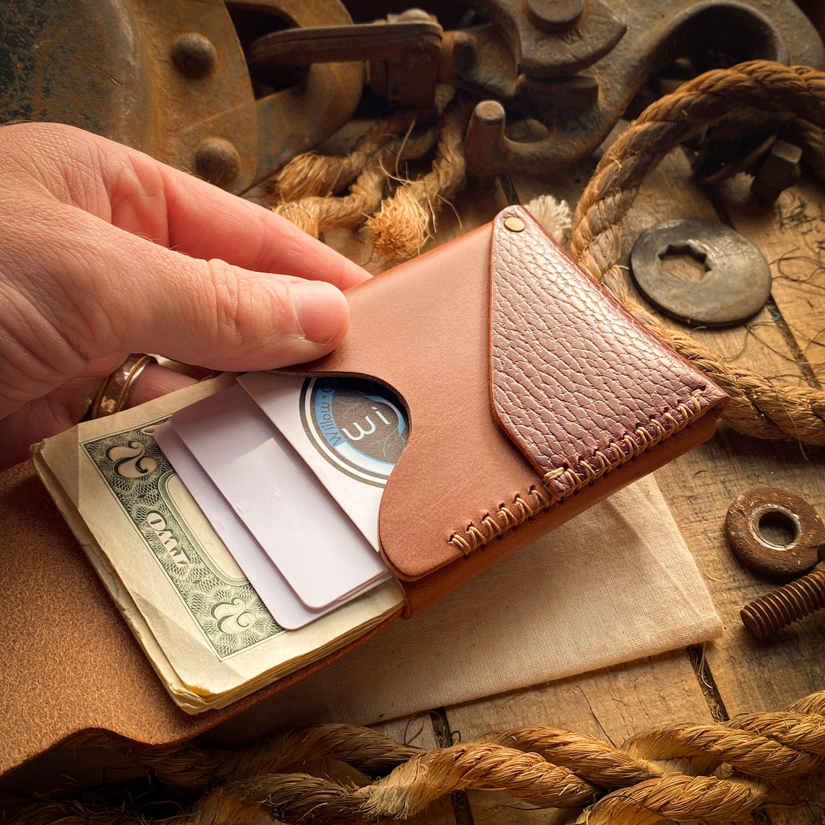 Collab Wallet - Willow Craft Goods x Open Sea Leather - Mahogany Dolla