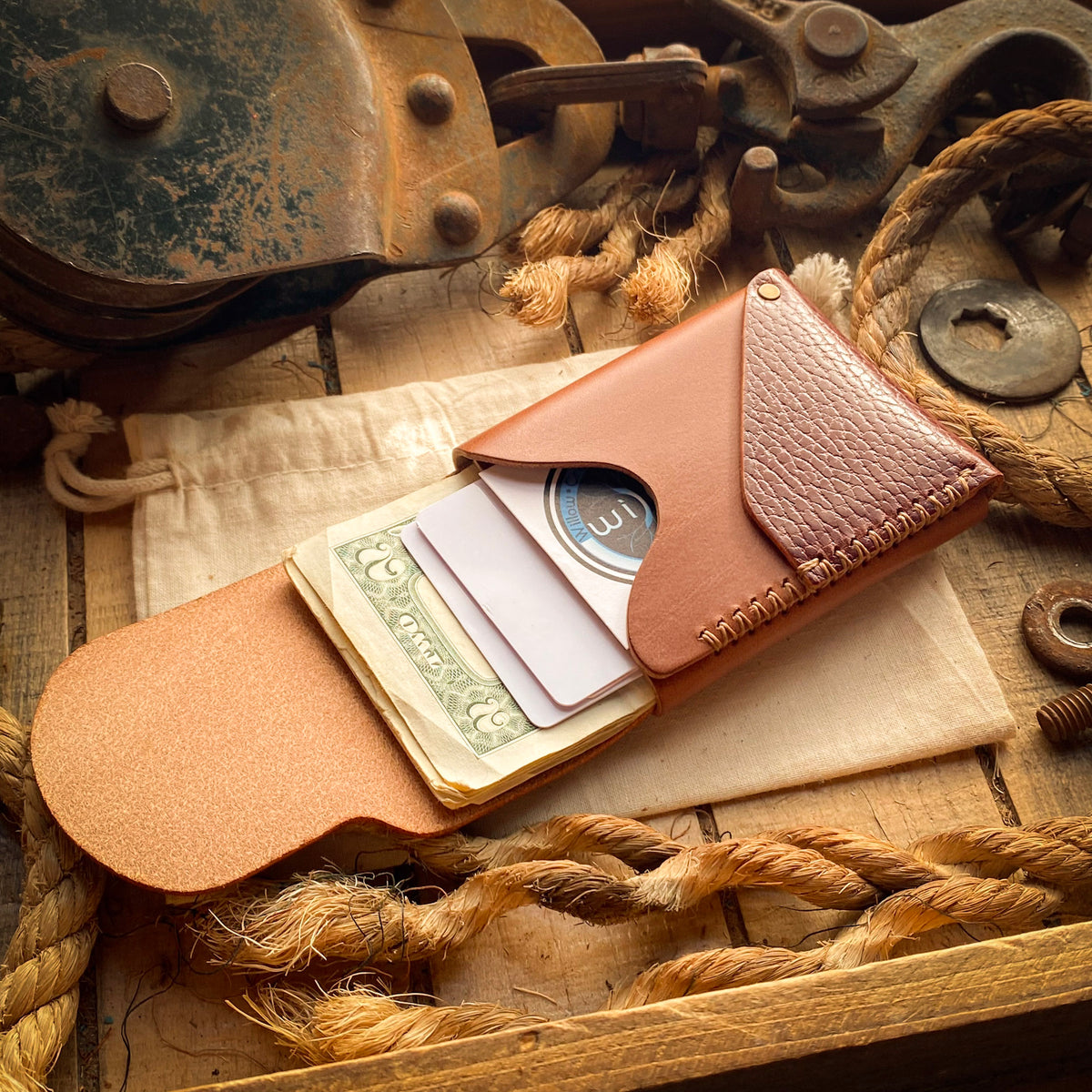 Collab Wallet - Willow Craft Goods x Open Sea Leather - Mahogany Dolla