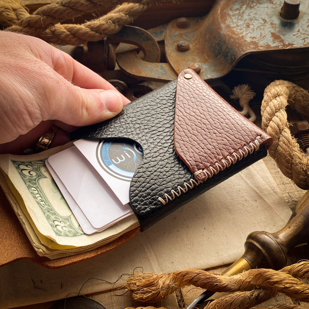 Collab Wallet - Willow Craft Goods x Open Sea Leather - Mahogany Dolla