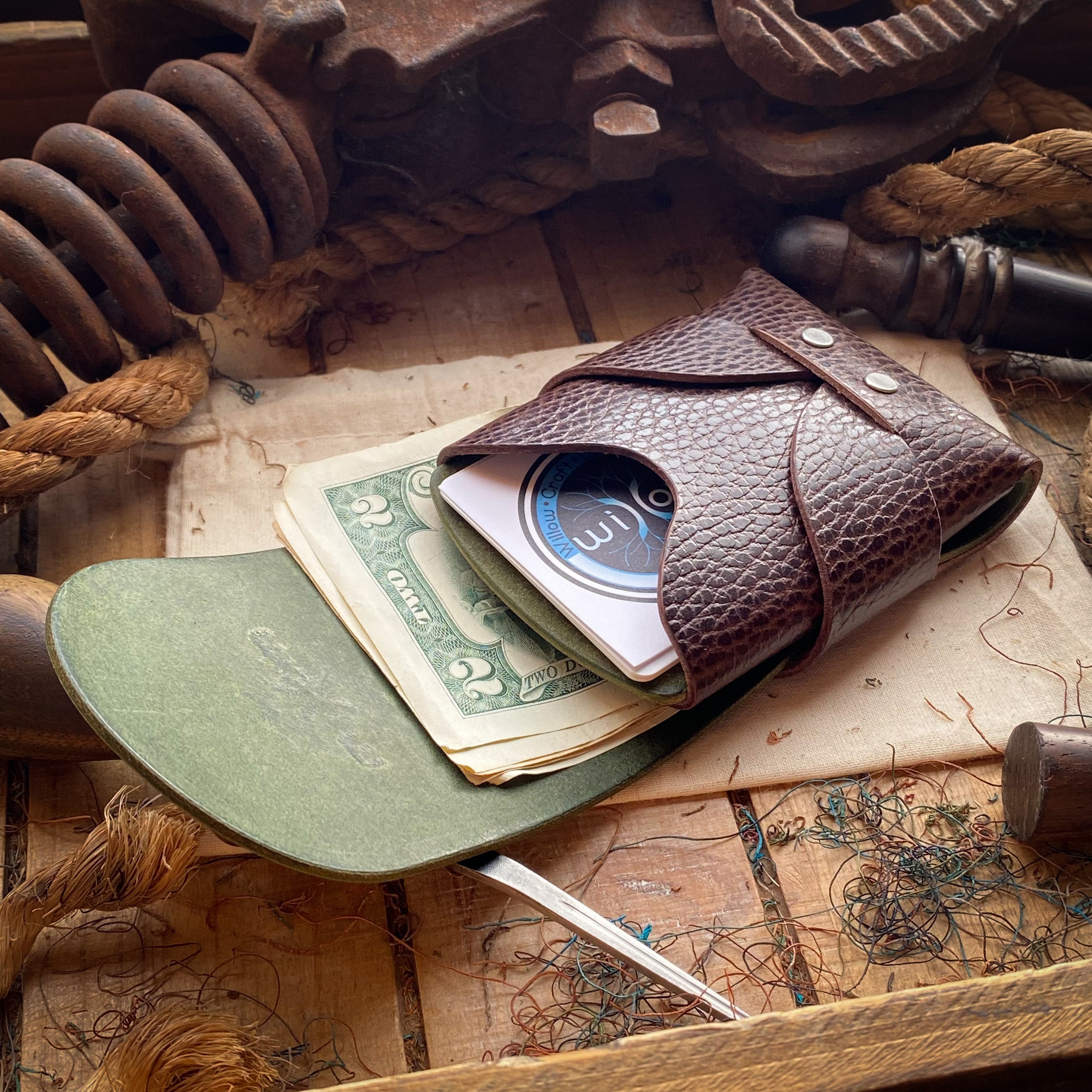 Original Swaddle Minimalist Wallet - Brown Dollaro and Olive Pueblo