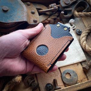 Best Mens Minimalist Wallet in Whiskey Dollaro and Black Leather
