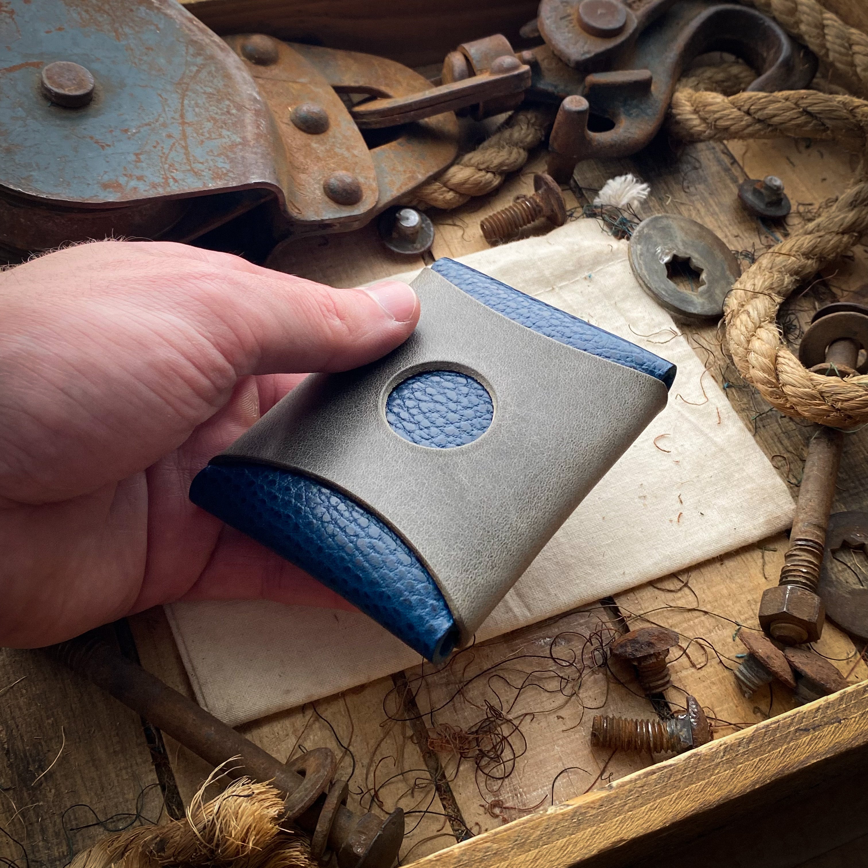 Best Slim Wallets Wask Minimalist Original Blue Dollaro and Charcoal Airtag