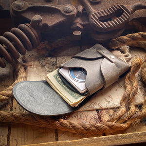 Cool Mens Leather Wallet in Charcoal and Black - Original Swaddle Wallet