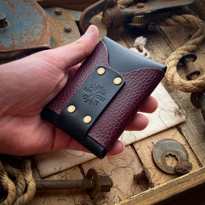 Cool Mens Wallet in Black Leather and Bordeaux Dollaro Front