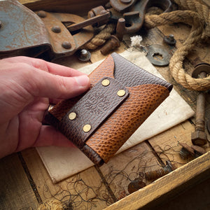 Cool Wallet Mens Wask Minimalist Leather Brown and Whiskey Dollaro Front