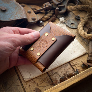 Front Pocket Wallet Wask Minimalist Wallet Whiskey and Dark Mahogany