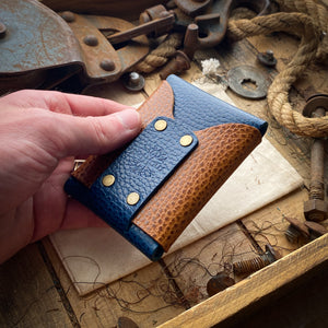 Front Pocket Wallet Wask Minimalist original Blue and Whiskey Dollaro Front