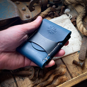 Handmade Leather Wallet in Blue and Black 