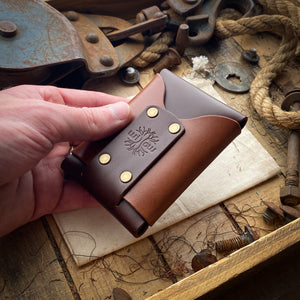 Handmade Minimalist Wallet Wask Original Mahogany and Bourbon Front