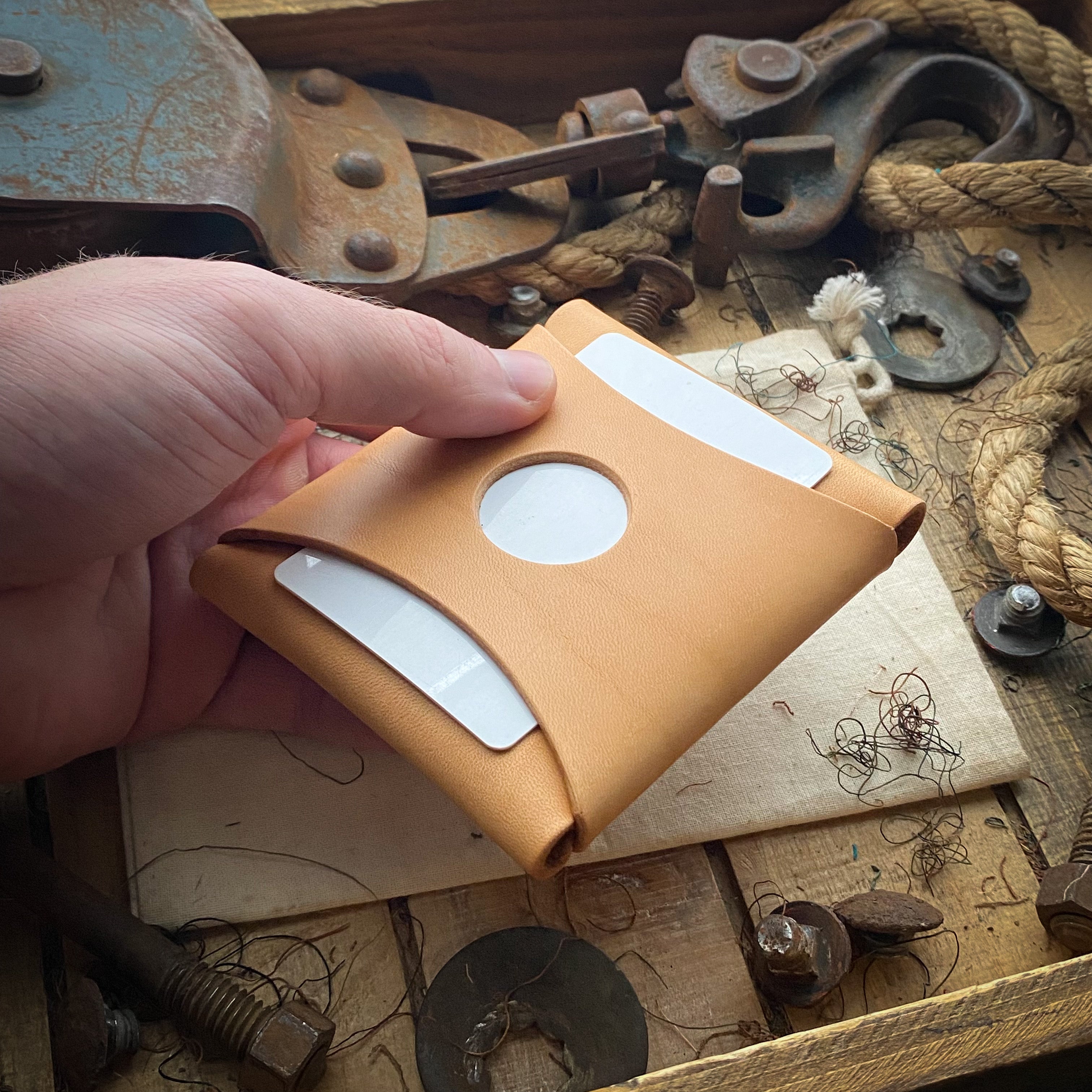 Handmade Natural Veg Tan Wask Wallet with Quick Access Pocket
