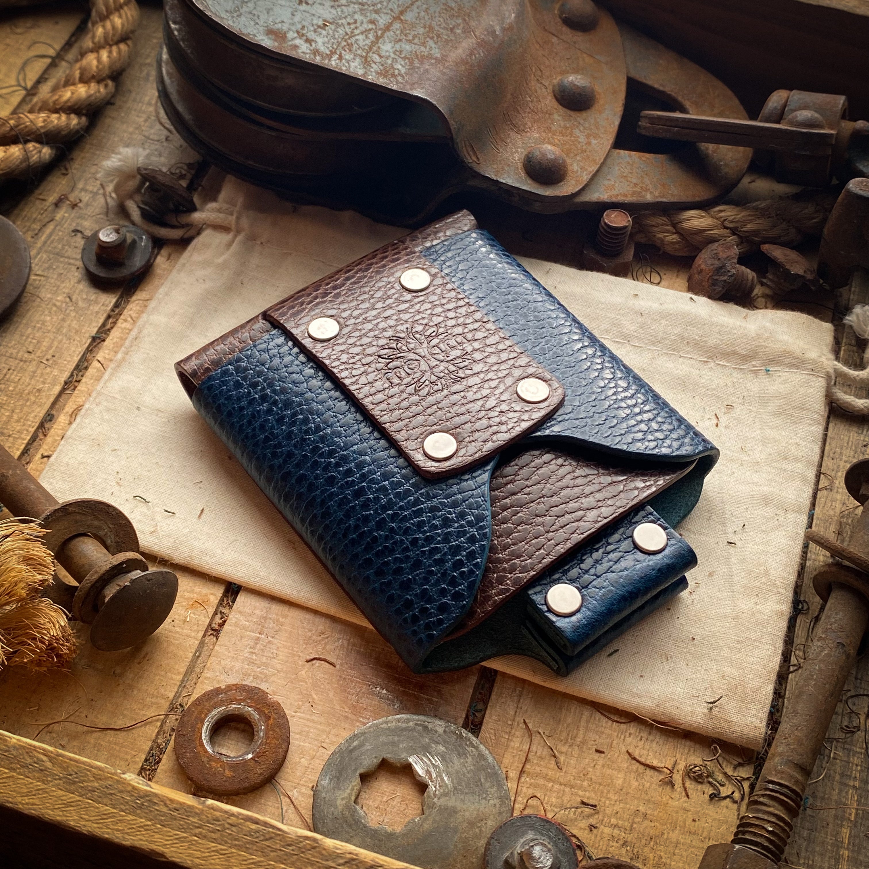 Mens Tough Leather Wallet in Hand with Quick Access Pocket