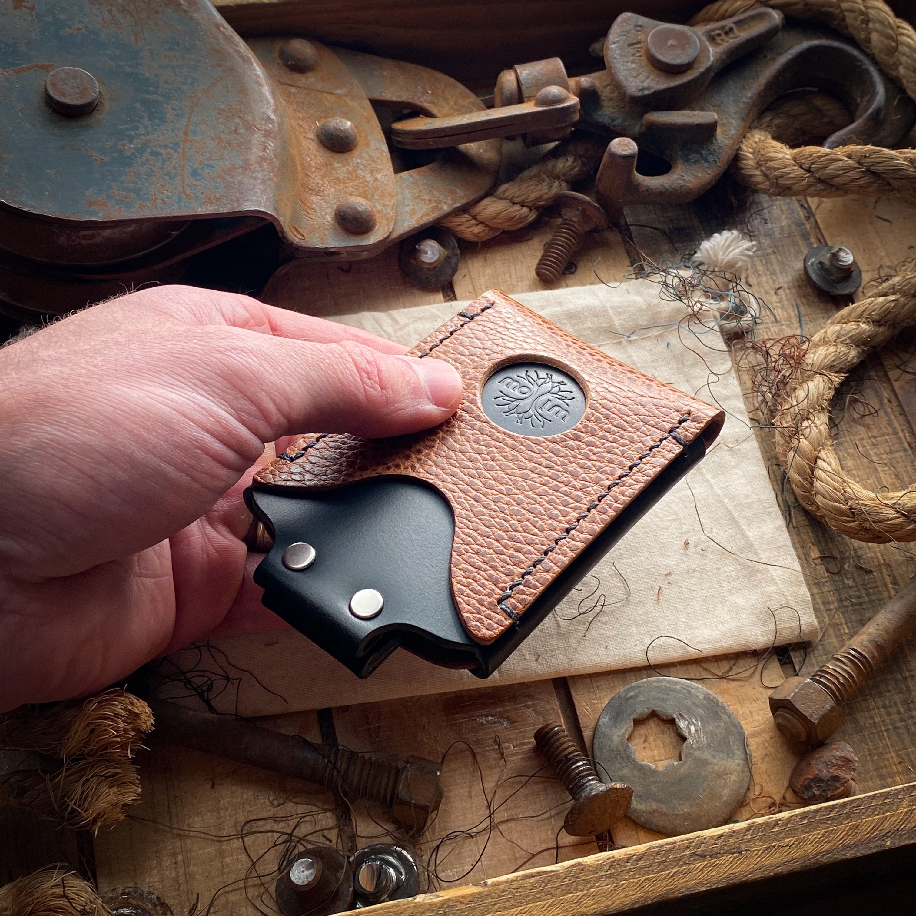 Minimalist Wallet in Hand with Airtag Pocket