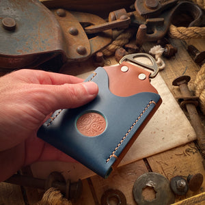 Original Knocks Minimalist Wallet in Blue Leather with Lanyard Tab