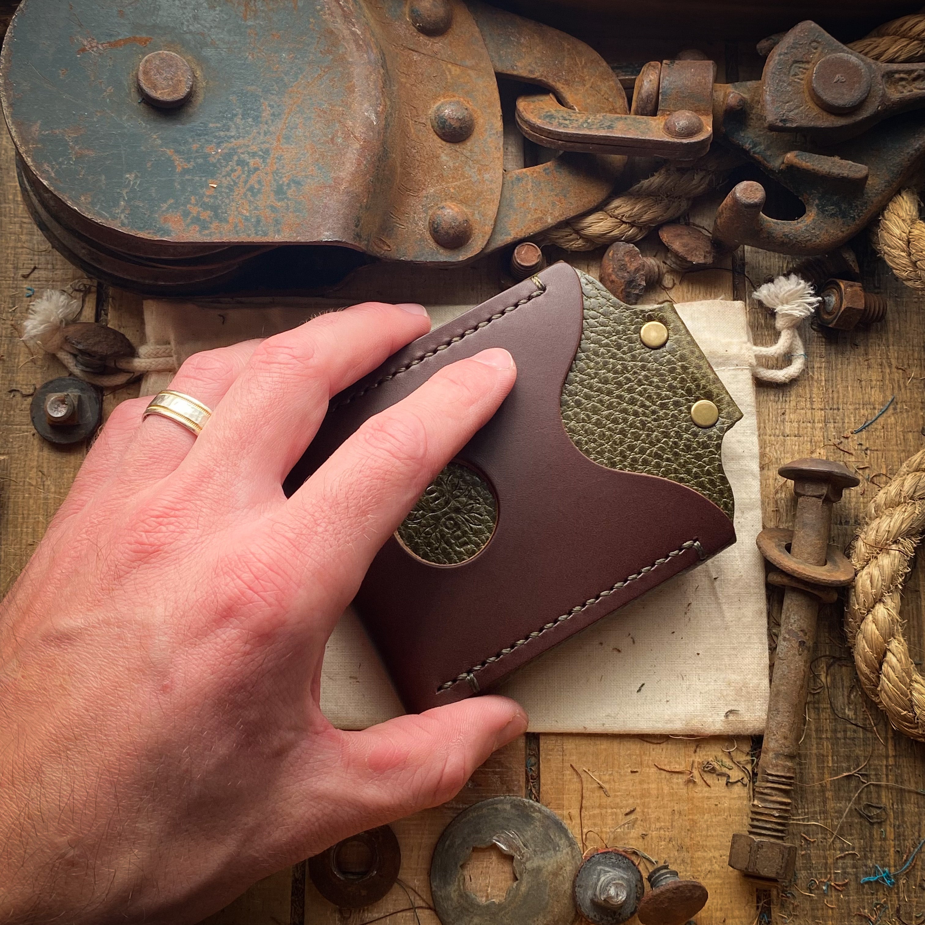 Personalized Leather Wallet for Travel and Airtag