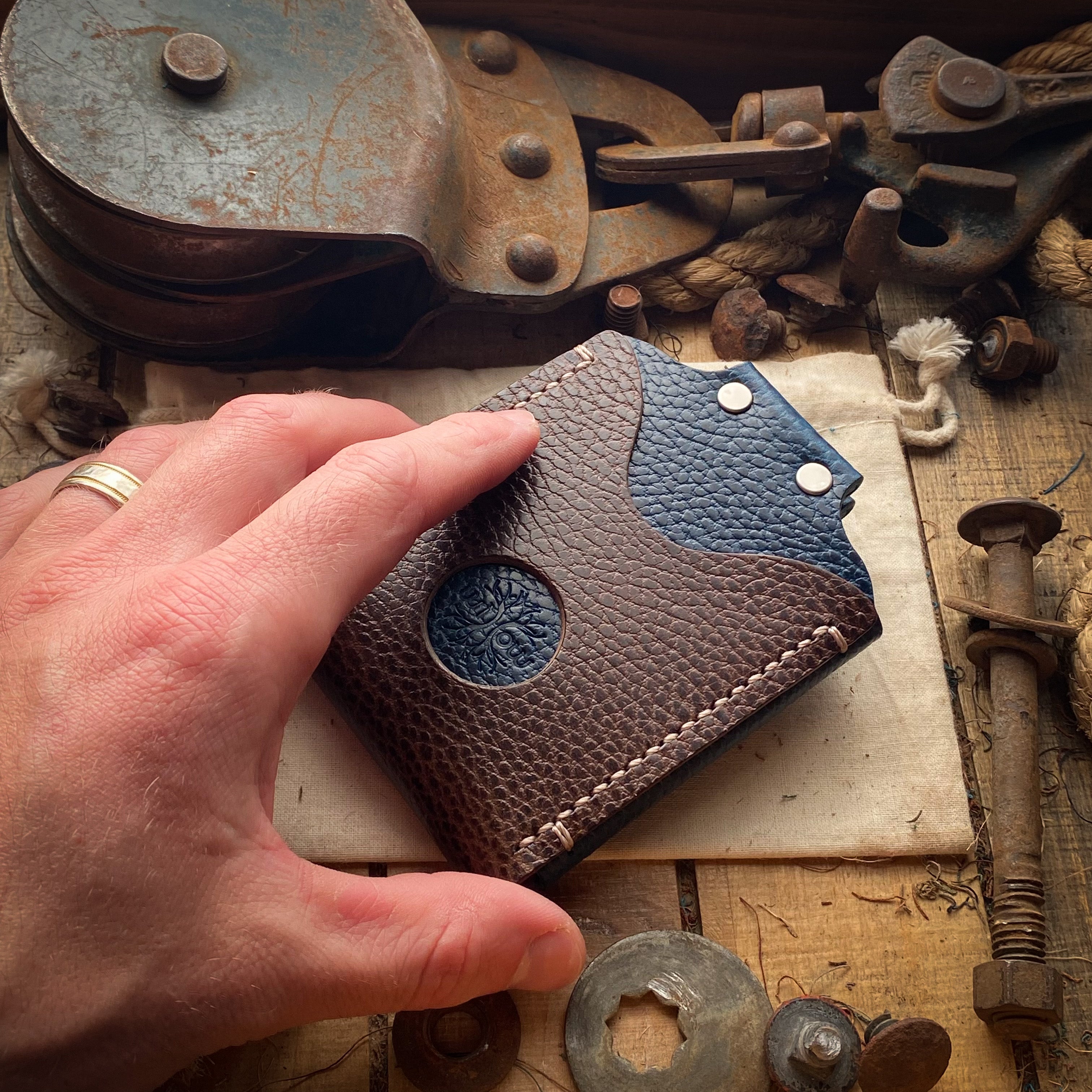 Personalized Leather Wallet for Travel and Airtag Holder