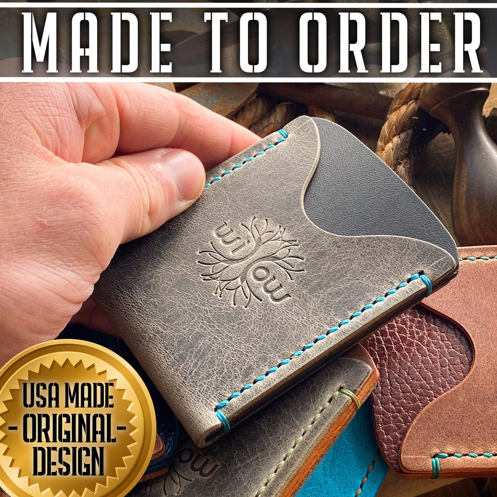 slim card wallet and front pocket leather wallet handmade in the usa