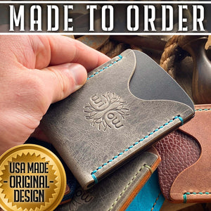 slim card wallet and front pocket leather wallet handmade in the usa