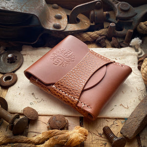 Wide Luxe Minimalist Wallet in Bourbon and Whiskey Front