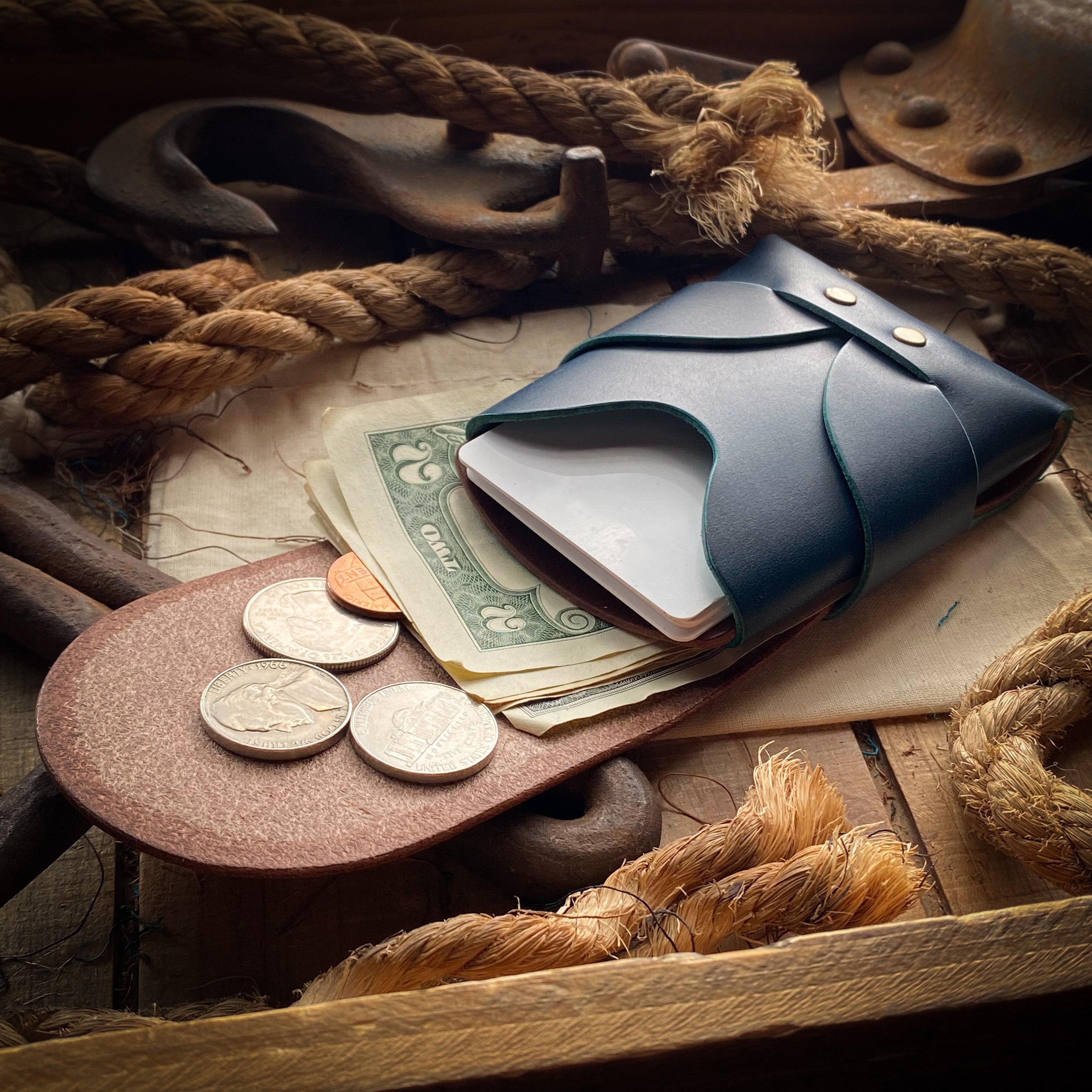 Original Swaddle Minimalist Wallet - Ocean Blue and Tobacco