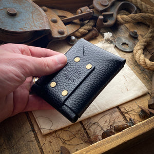 mens Black Leather Minimalist Wallet - Wask Original front