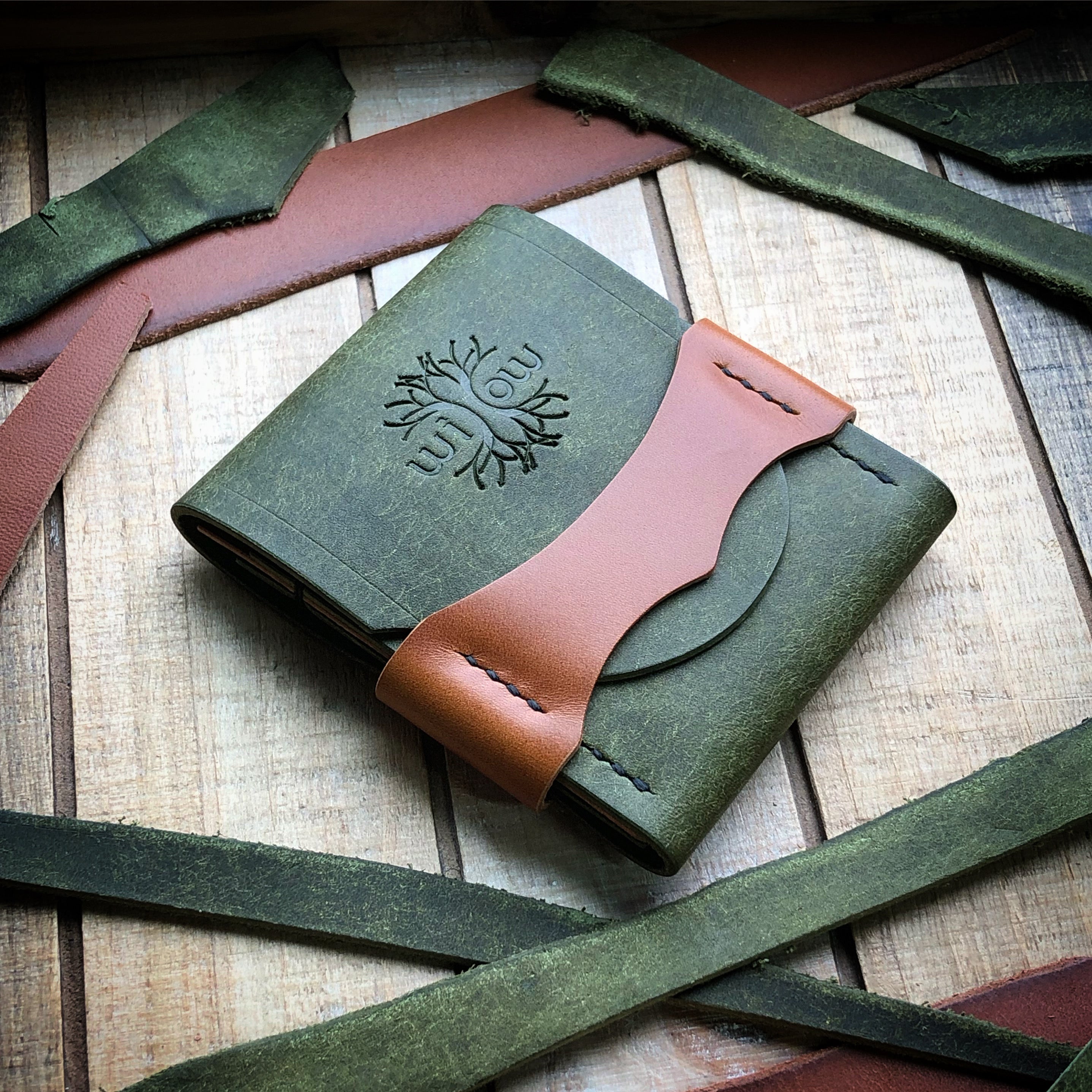 Luxe Minimalist Wallet - Bourbon and Olive