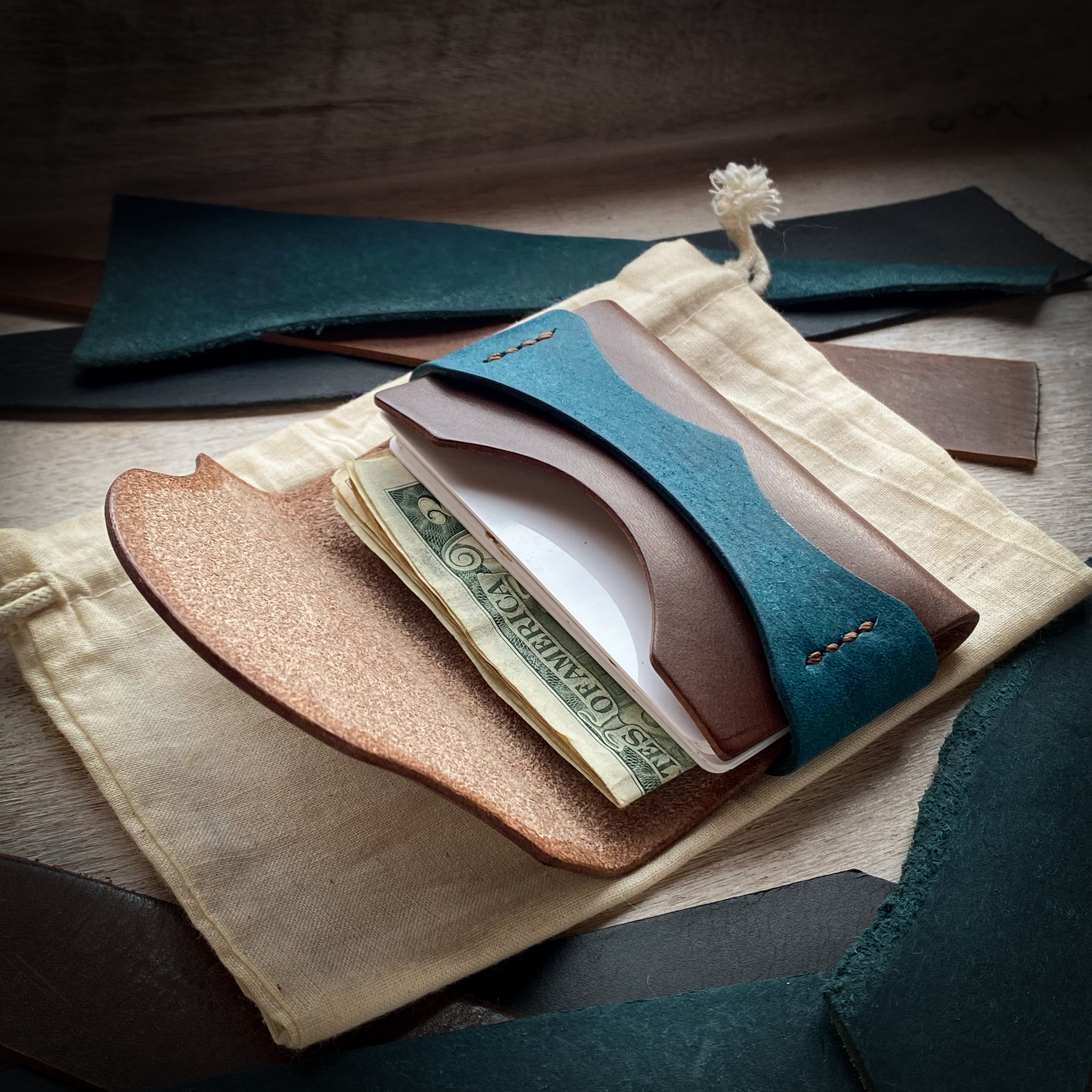 Posh Minimalist Wallet - Tobacco and Turquoise