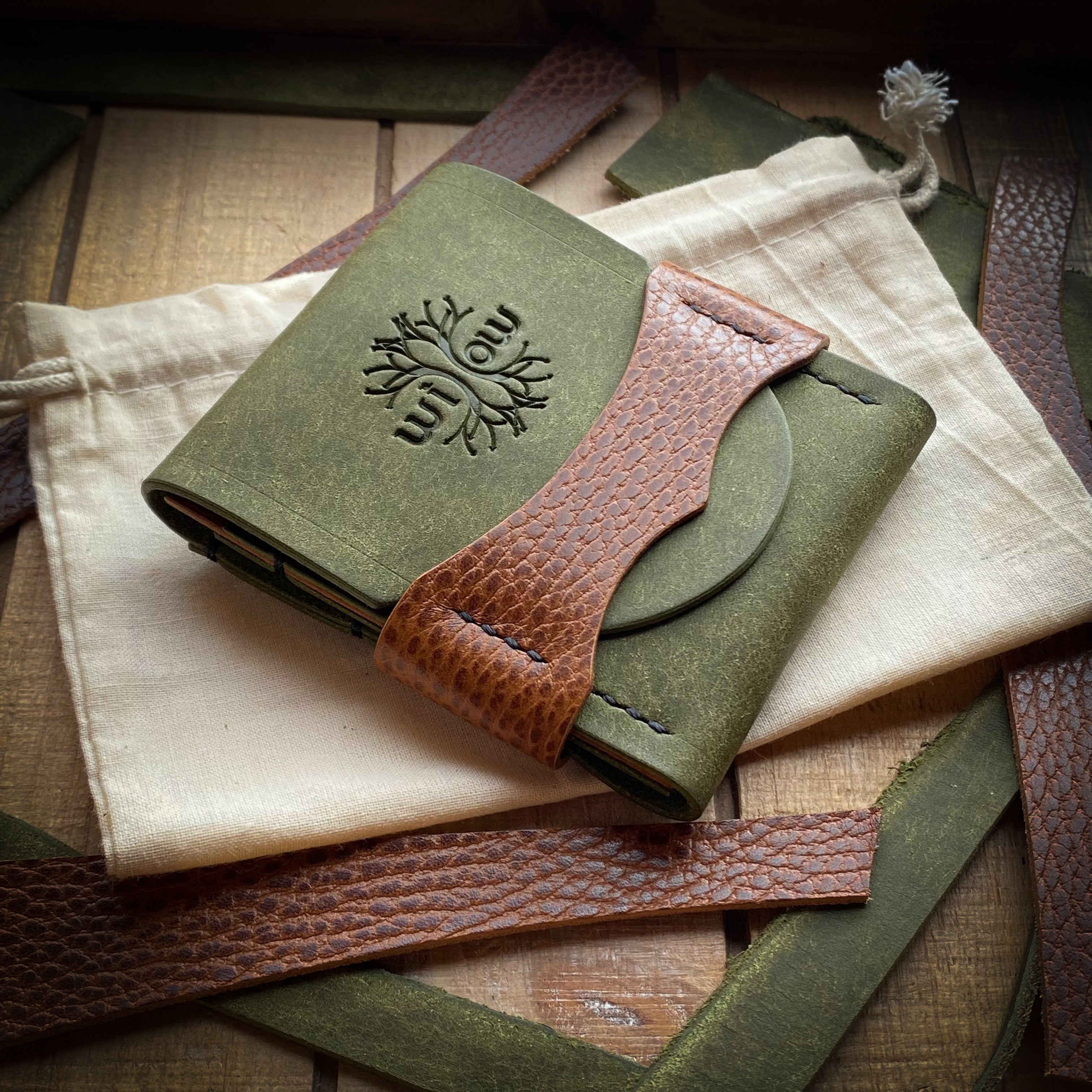 Luxe Minimalist Wallet - Quick Access - Olive Pueblo and Whiskey