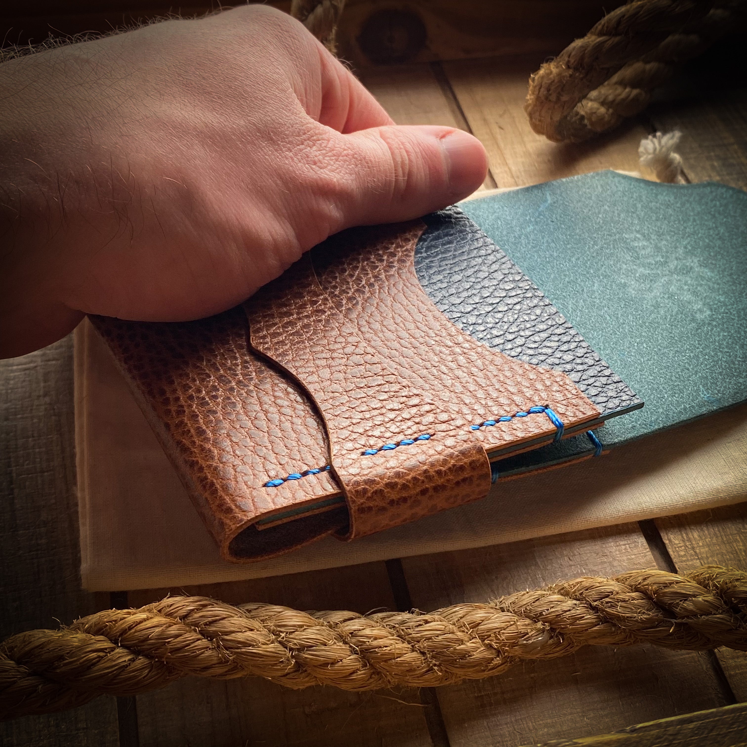 Luxe Minimalist Wallet - Quick Access - Blue Dollaro and Whiskey Dollaro