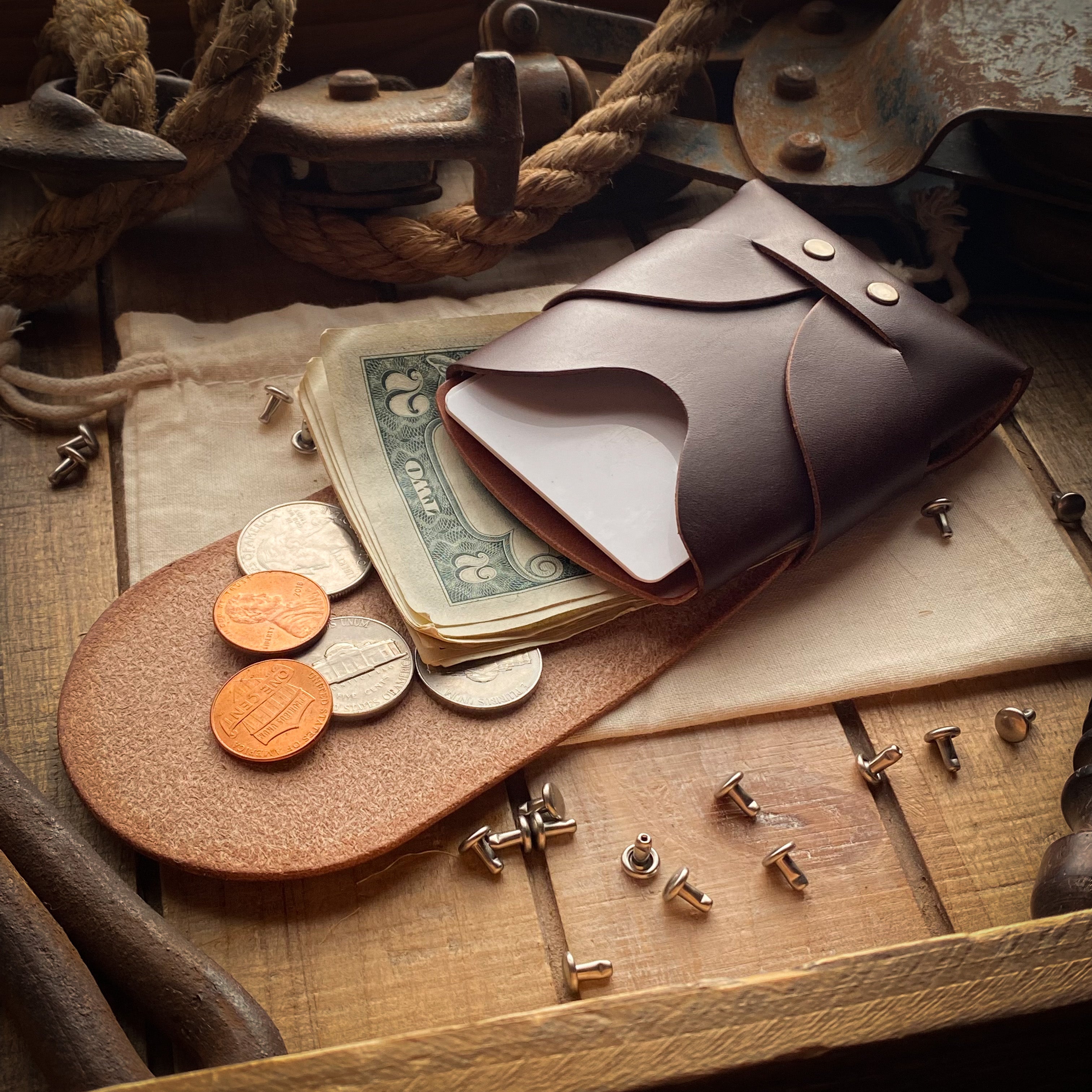 Original Swaddle Minimalist Wallet - Dark Mahogany and Bourbon