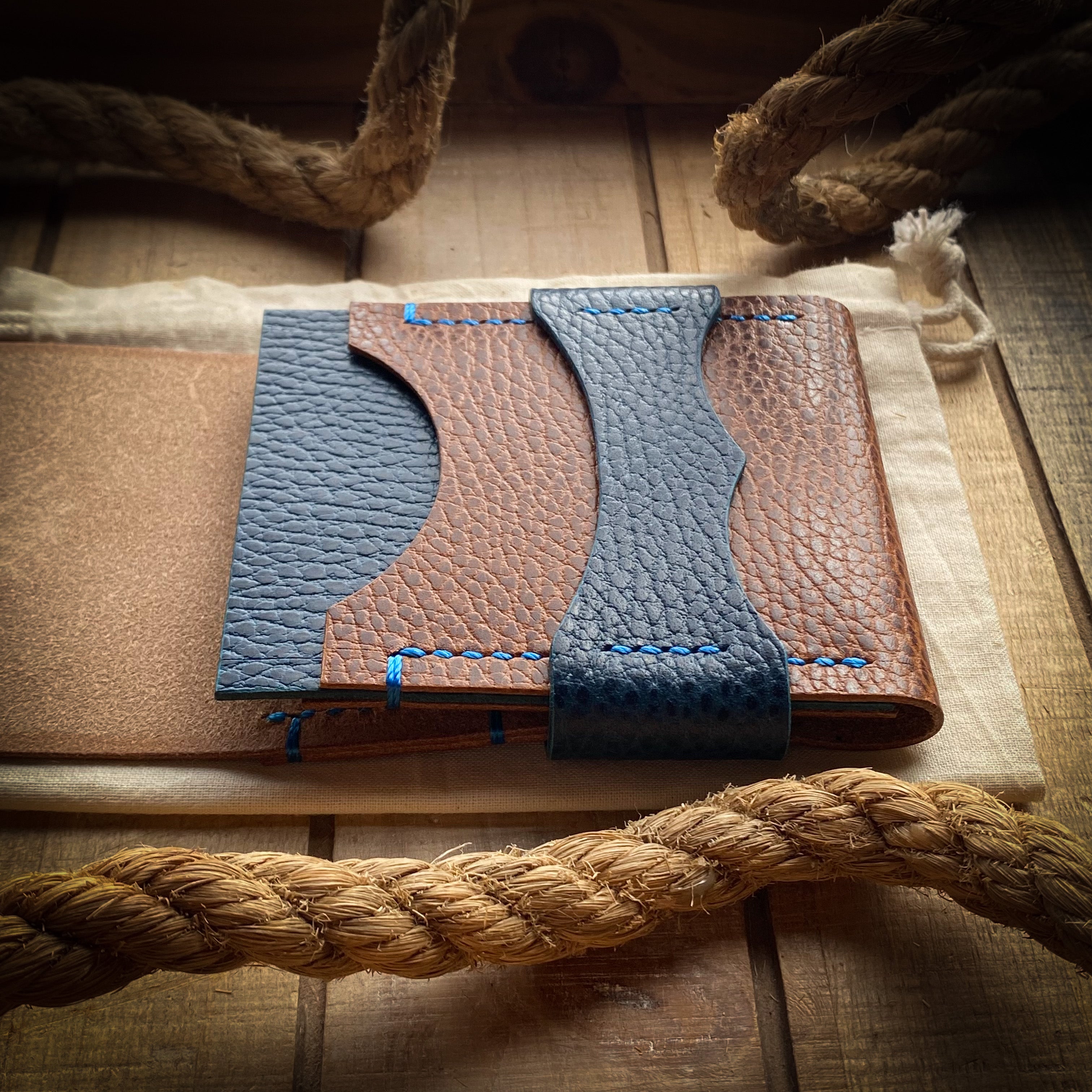 Luxe Minimalist Wallet - Quick Access - Whiskey Dollaro and Blue Dollaro