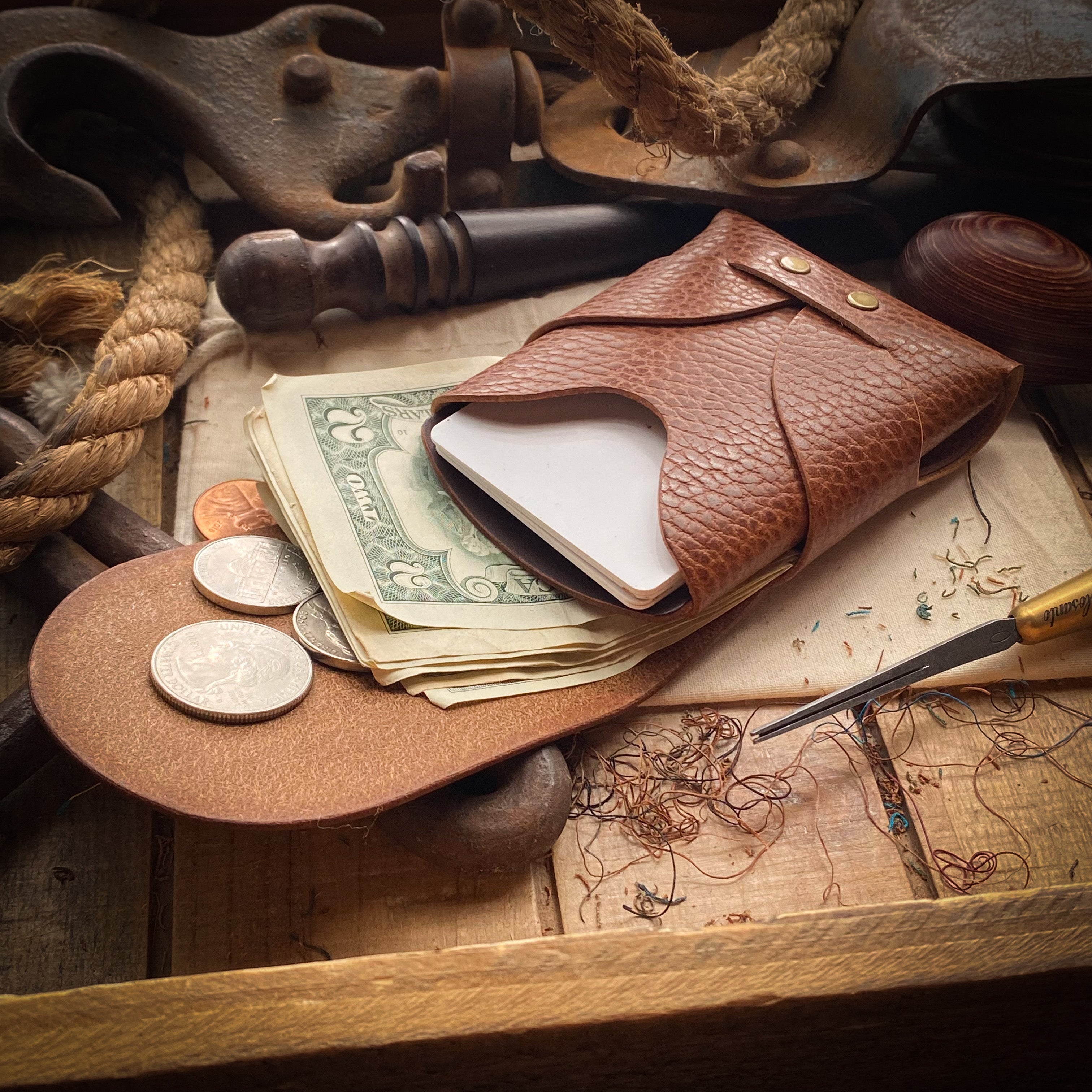 Original Swaddle Minimalist Wallet - Whiskey Dollaro and Dark Mahogany
