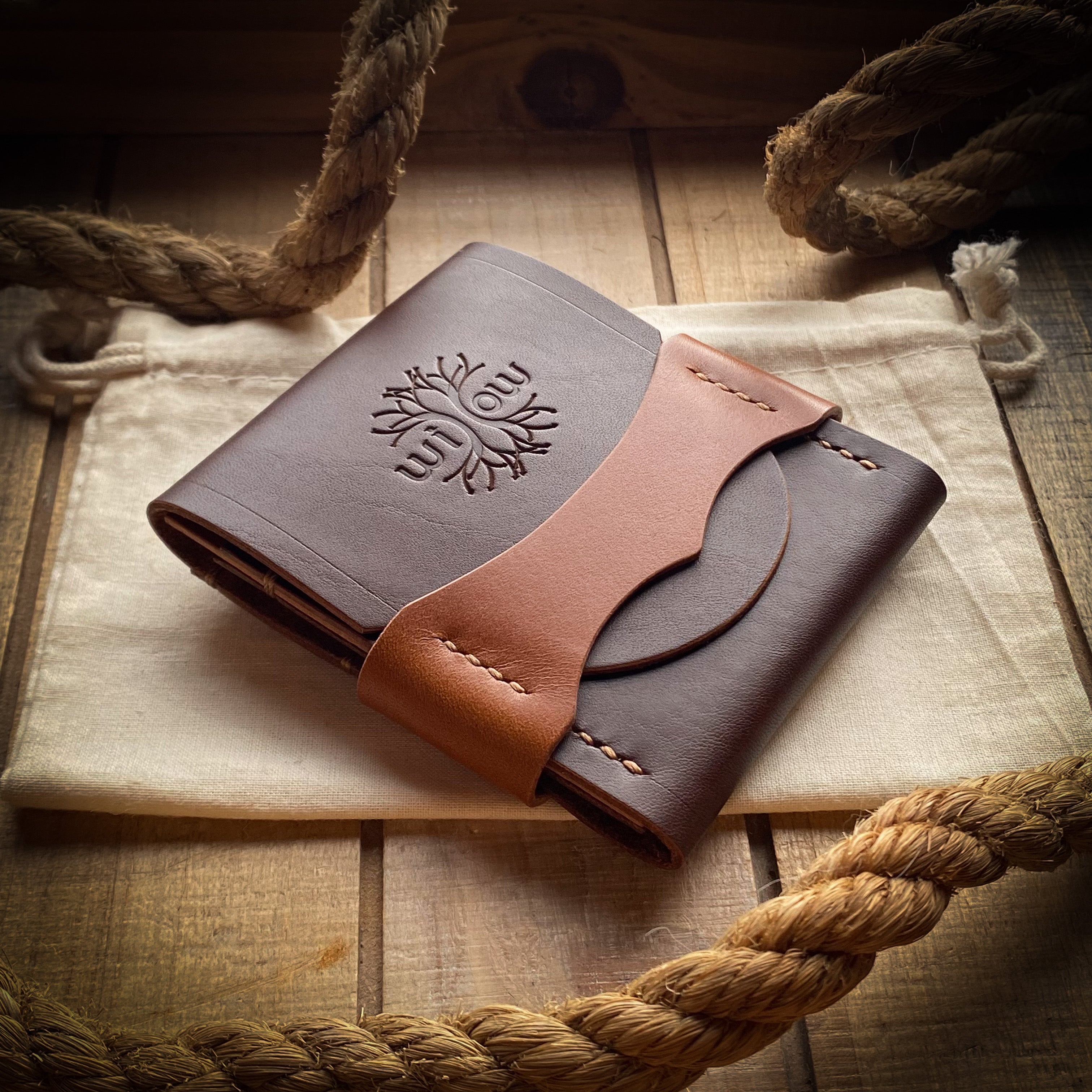 Luxe Minimalist Wallet - Quick Access - Dark Mahogany and Bourbon