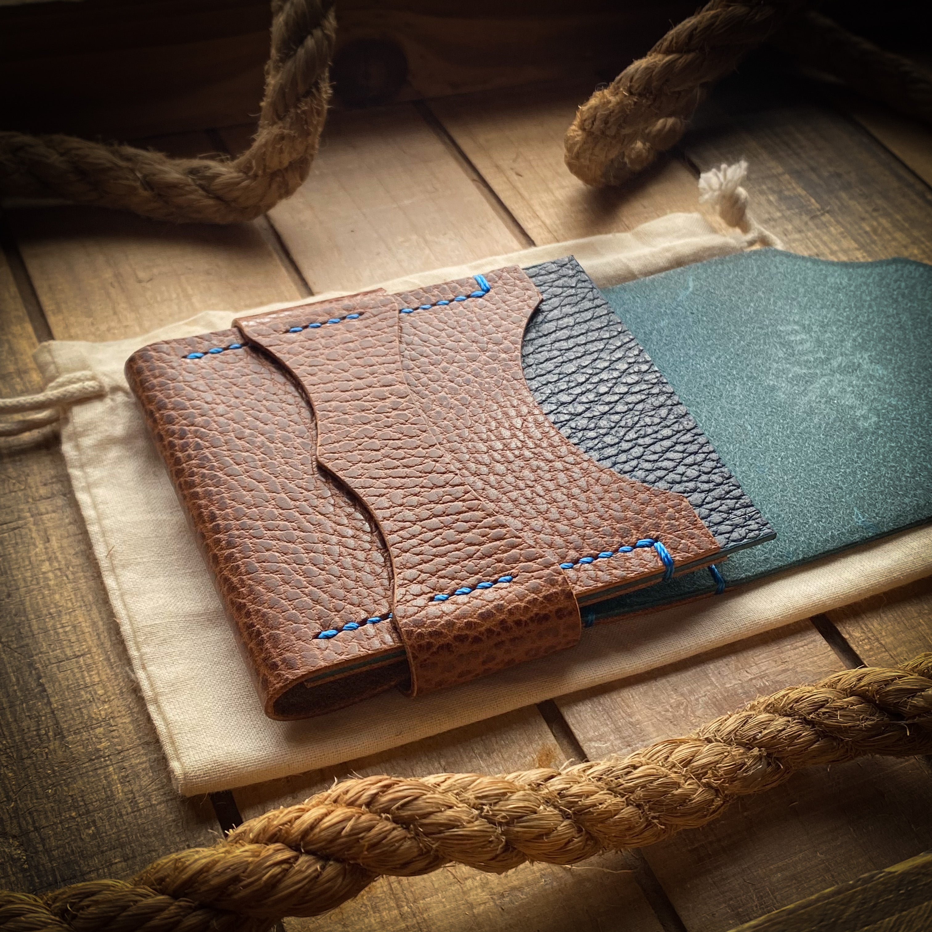 Luxe Minimalist Wallet - Quick Access - Blue Dollaro and Whiskey Dollaro