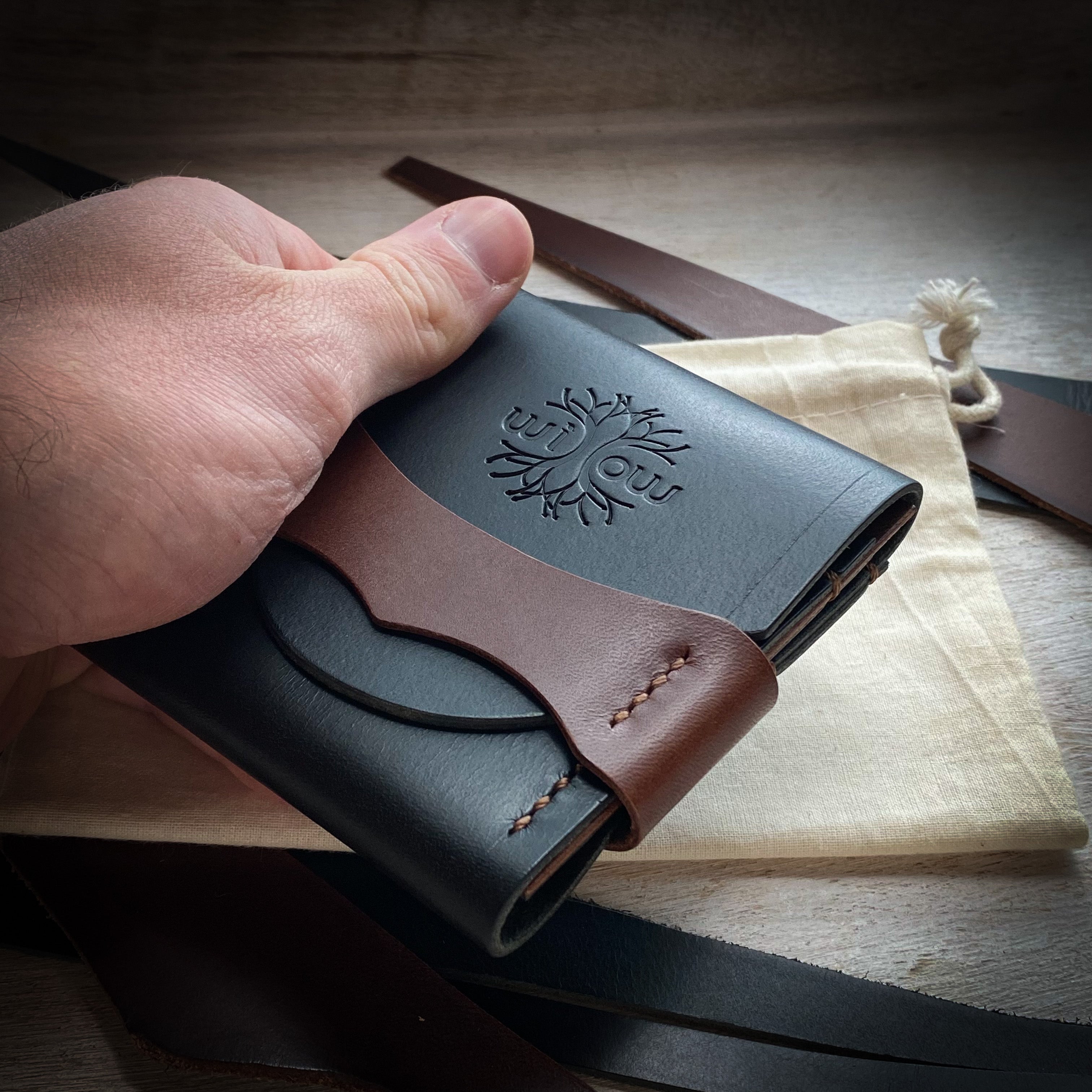 Luxe Minimalist Wallet - Quick Access - Black and Tobacco